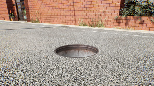 蓋のないマンホール